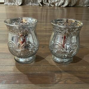 Silver mercury glass candle hurricanes